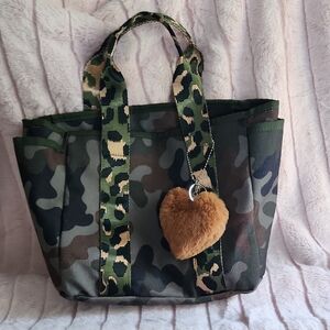 Camouflage Tote Bag with Heart Charm